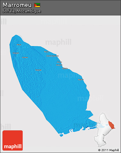 Political 3D Map of Marromeu, cropped outside