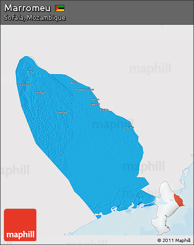 Political 3D Map of Marromeu, single color outside