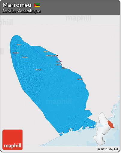 Political 3D Map of Marromeu, single color outside