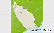 Shaded Relief 3D Map of Marromeu, physical outside