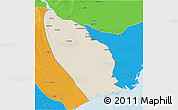 Shaded Relief 3D Map of Marromeu, political outside
