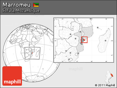 Blank Location Map of Marromeu, highlighted country, highlighted parent region, within the entire country