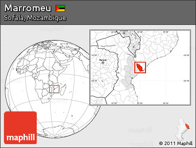 Blank Location Map of Marromeu, highlighted parent region