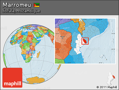 Political Location Map of Marromeu, highlighted parent region