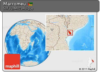 Shaded Relief Location Map of Marromeu