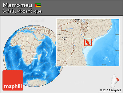 Shaded Relief Location Map of Marromeu
