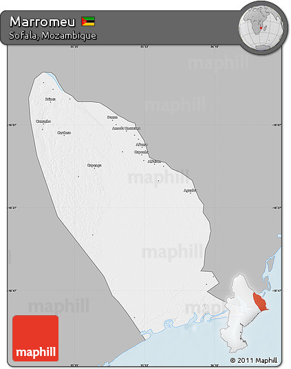 Gray Map of Marromeu, single color outside