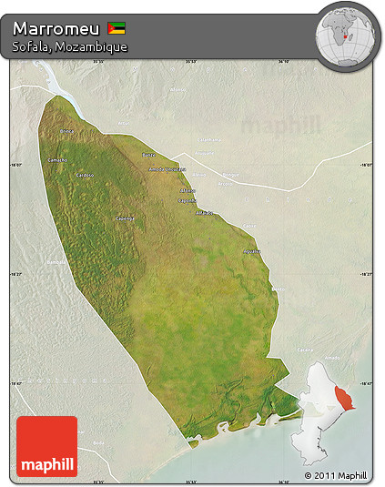 Satellite Map of Marromeu, lighten