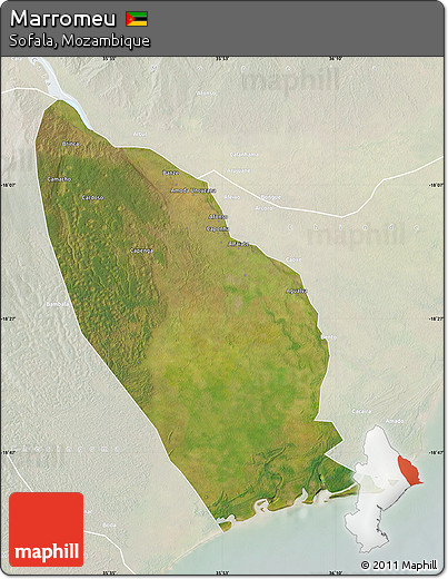 Satellite Map of Marromeu, lighten