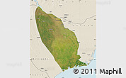 Satellite Map of Marromeu, shaded relief outside