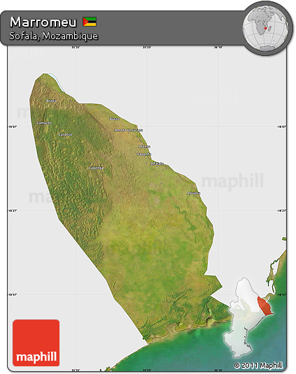 Satellite Map of Marromeu, single color outside