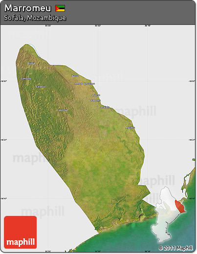 Satellite Map of Marromeu, single color outside