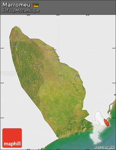 Satellite Map of Marromeu, single color outside