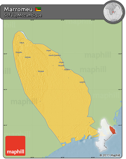 Savanna Style Map of Marromeu, single color outside