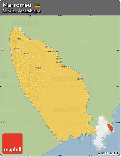 Savanna Style Map of Marromeu, single color outside