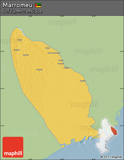 Savanna Style Map of Marromeu, single color outside