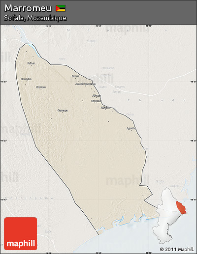 Shaded Relief Map of Marromeu, lighten