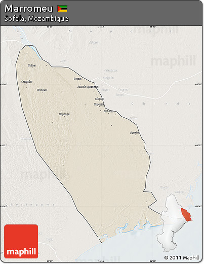 Shaded Relief Map of Marromeu, lighten