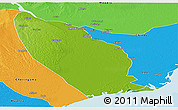 Physical Panoramic Map of Marromeu, political outside