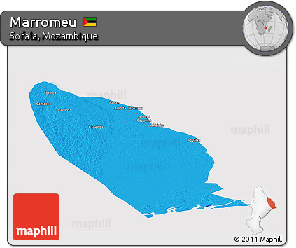 Political Panoramic Map of Marromeu, cropped outside