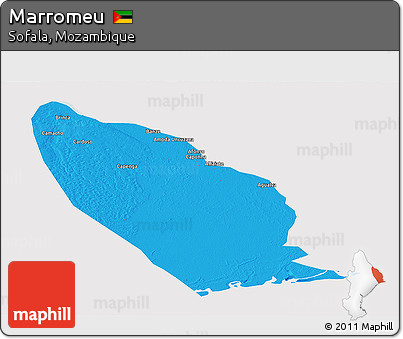 Political Panoramic Map of Marromeu, cropped outside