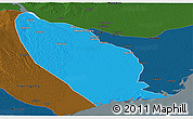 Political Panoramic Map of Marromeu, darken