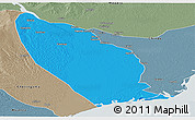 Political Panoramic Map of Marromeu, semi-desaturated