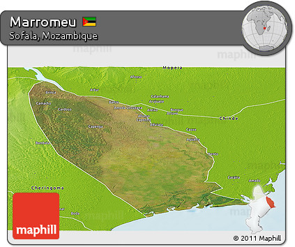 Satellite Panoramic Map of Marromeu, physical outside