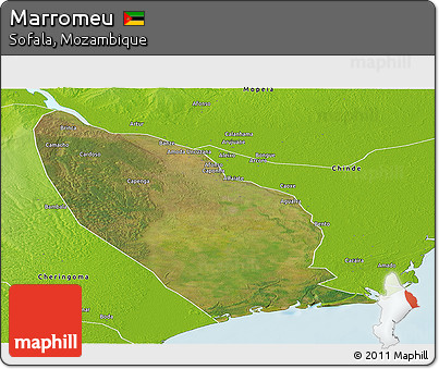 Satellite Panoramic Map of Marromeu, physical outside