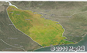 Satellite Panoramic Map of Marromeu, semi-desaturated