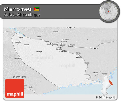 Silver Style Panoramic Map of Marromeu