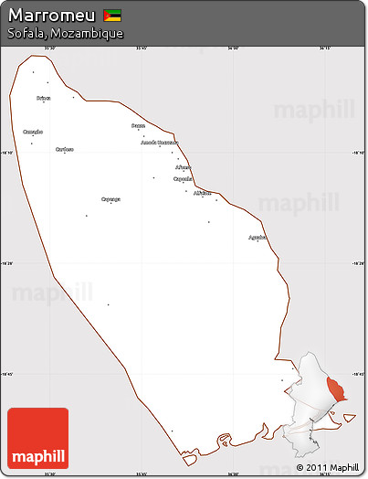 Classic Style Simple Map of Marromeu, cropped outside