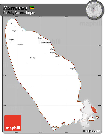 Gray Simple Map of Marromeu, cropped outside
