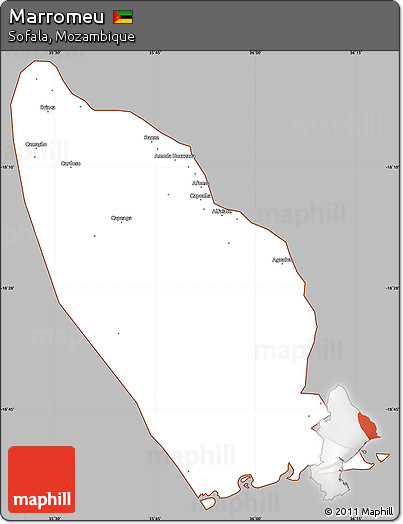 Gray Simple Map of Marromeu, cropped outside