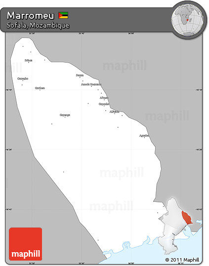 Gray Simple Map of Marromeu, single color outside
