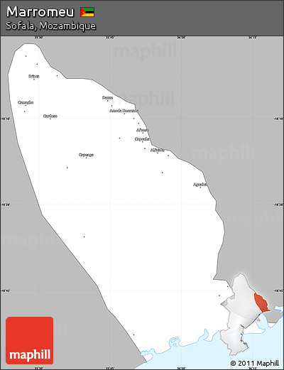 Gray Simple Map of Marromeu, single color outside