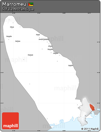 Gray Simple Map of Marromeu, single color outside