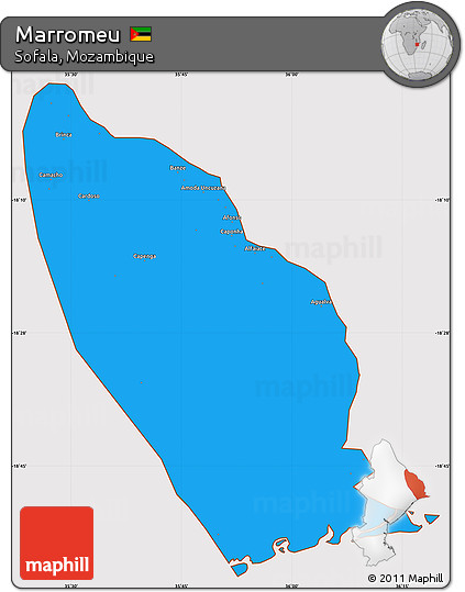 Political Simple Map of Marromeu, cropped outside