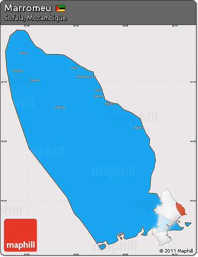 Political Simple Map of Marromeu, cropped outside