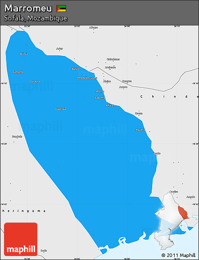 Political Simple Map of Marromeu, single color outside, borders and labels