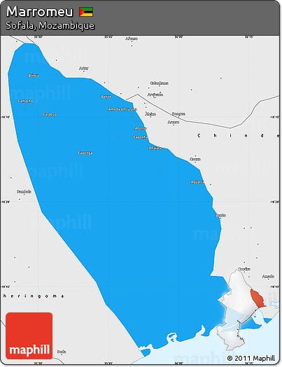 Political Simple Map of Marromeu, single color outside, borders and labels