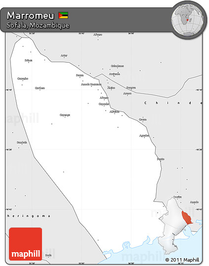 Silver Style Simple Map of Marromeu