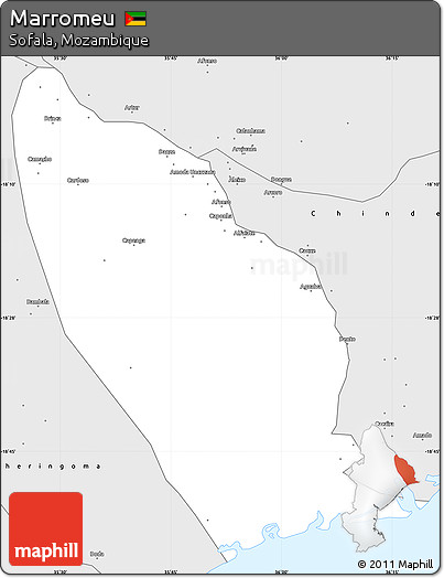 Silver Style Simple Map of Marromeu