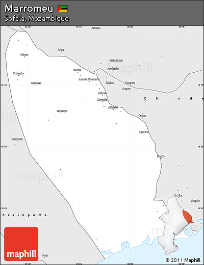 Silver Style Simple Map of Marromeu