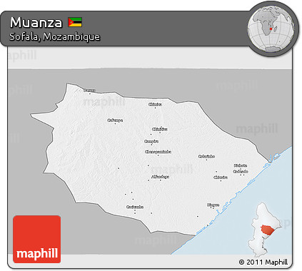 Gray 3D Map of Muanza, single color outside