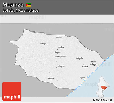 Gray 3D Map of Muanza, single color outside