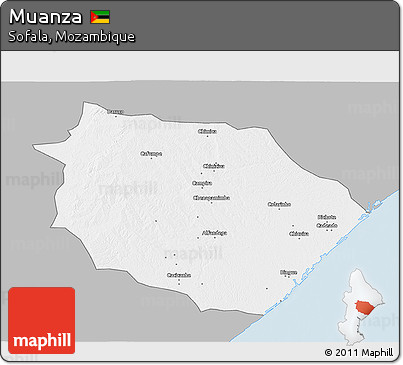 Gray 3D Map of Muanza, single color outside