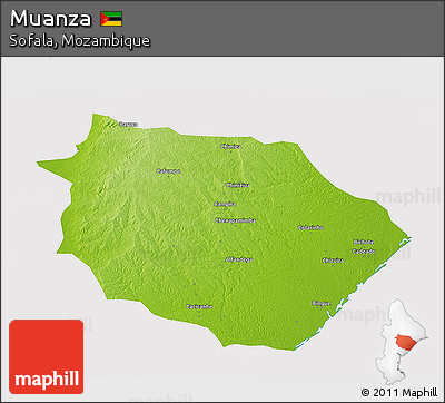 Physical 3D Map of Muanza, cropped outside