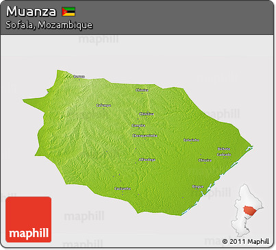 Physical 3D Map of Muanza, cropped outside