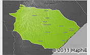 Physical 3D Map of Muanza, darken, desaturated